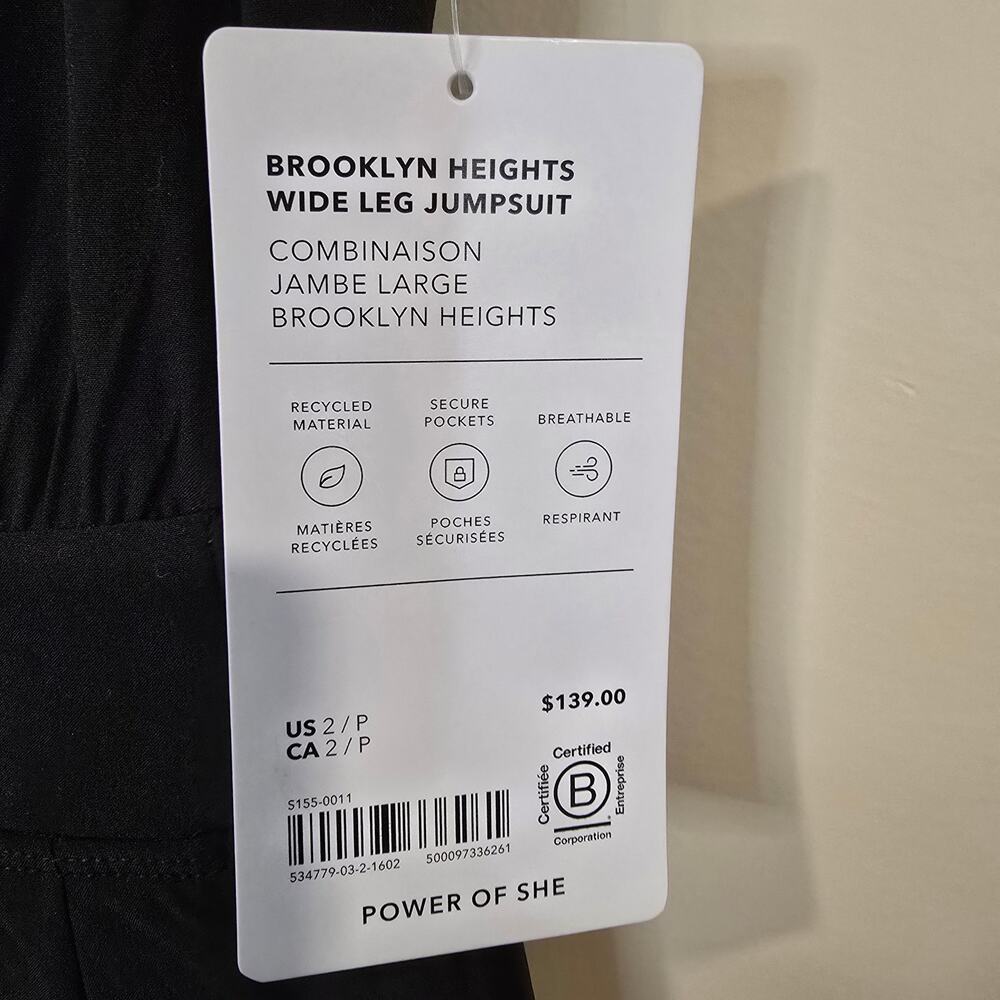 NEW NWT Women's Athleta Brooklyn Heights Wide Leg Jumpsuit Black | Size 2 Petite - Picture 10 of 13